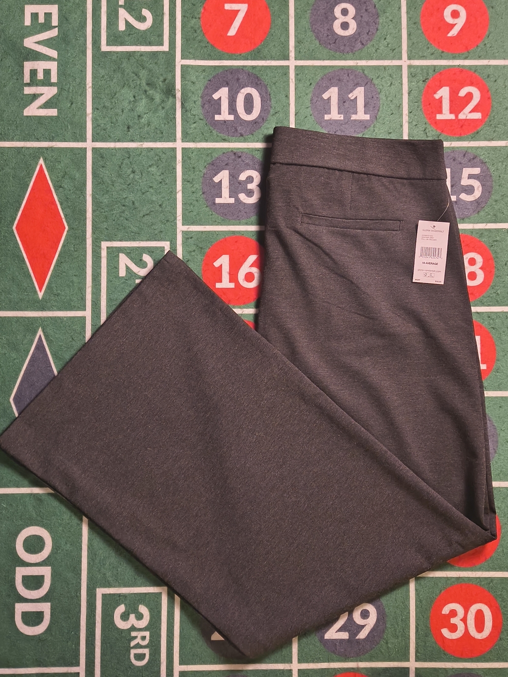 Gloria Vanderbilt Womens 16 Heather Gray Wide Leg Pull On Slimming Pants NWT